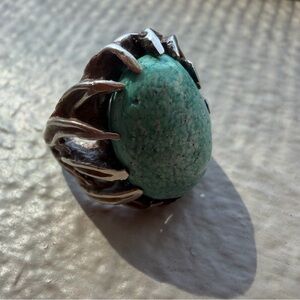 8.1g Organic Brutalist “Dragon Claw” Turquoise Statement Ring